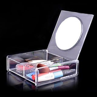 Acrylic Transparent Quadrate 1x2 Cosmetics Storage Box with Mirror Cosmetic Organizer