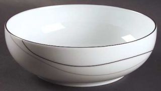 Mikasa Threads 8 Round Vegetable Bowl, Fine China Dinnerware   Long Gray/Black