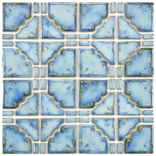Somertile 11.75x11.75 in Luna Diva Blue Porcelain Mosaic Tile (pack Of 10)