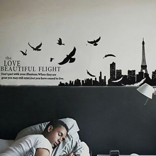 Landscape Birds the Love the Eiffel Tower Wall Stickers