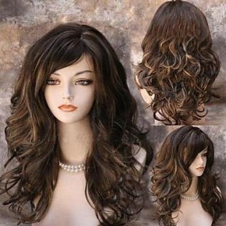 Capless Long Straight Black Synthetic Wig Side Bang