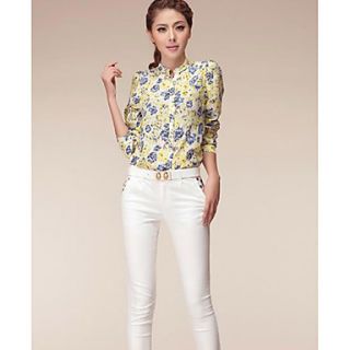 Womens Spring Colorful Pattern Chiffon Blouse