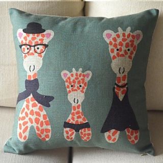 Cute Cartoon Hand Painted Giraffe Family Decorative Pillow Cover