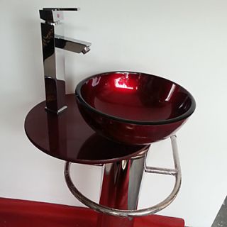 Contemporary Red and Black Round 310E Bathroom Sink with Bathroom Water Drain Bathroom Faucet