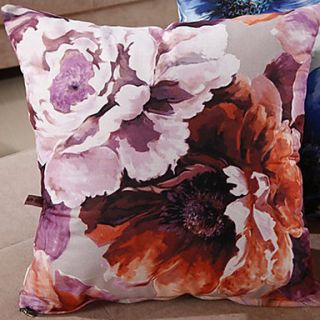 Retro Oriental Ink Painting Style Purple Blossoms Decorative Pillow With Insert