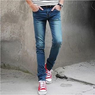 Mens Slim Casual Cotton Long Jeans