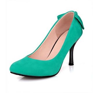 PU Womens Pointed Toe Stiletto Heel Pumps with Back Bowknot More Colors