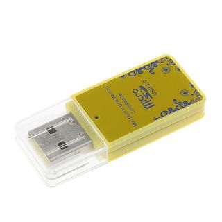 Mini USB 2.0 Memory Card Reader (Yellow)