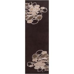 Noah Packard Hand tufted Black/tan Contemporary Meles New Zealand Wool Abstract Rug (26 X 8)