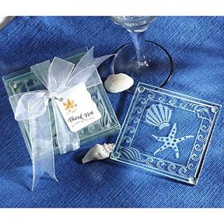 Amasra Shell and Starfish Frosted Glass Coasters