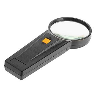 Handheld 4X 65mm Magnifier w/ 1 LED Light   Black (2 x AA)
