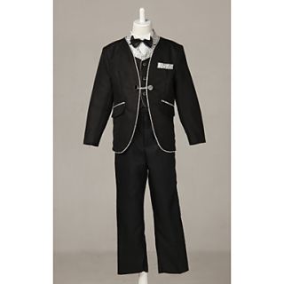 Four Pieces Black Ring Bearer Suits Boys Tuxedo