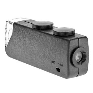 Mini 60X~100X Adjustable Zoom LED Lighted Pocket Magnifier Microscope Loupe
