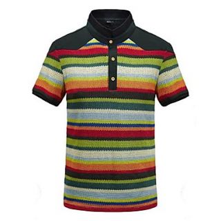 Mens Knitting Stand Collar Short Sleeve T Shirt