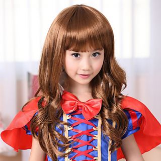 100% Kanekalon Synthetic Golden Blonde Long Wavy Childrens Wig for Festival Party