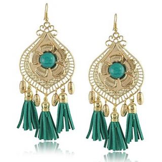 Alloy Gold Plated National peony tassel hearts Alloy Gold Plated Womens Earrings