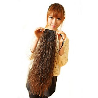 18 Inch Ribbon Tied Synthetic Light Brown Corn stigma Style Curly Ponytail Hair Extensions