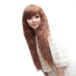 Side Bangs Corn stigma Style Long Curly Hair Wig(Light Golden Brown)