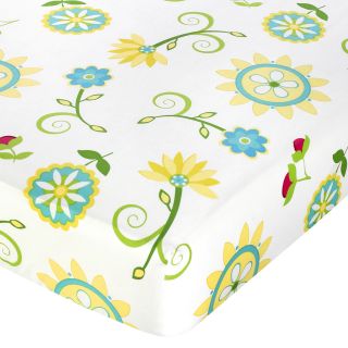 Sweet Jojo Designs Turquoise And Lime Layla Floral Fitted Crib Sheet