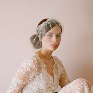 Tulle Wedding/Party Blusher Veils With Pearls