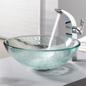 Kraus C GV 101 12mm 14700CH Exquisite Illusio Clear Glass Vessel Sink and Illusi