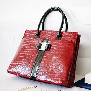 Fenghui WomenS Red Pu Leather Briefcase Shoulder Bag Tote