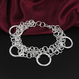 High Quality Punk Silver Silver Plated Circles Linked Charm Bracelets