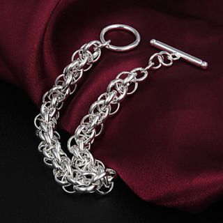 High Quality Punk Silver Silver Plated Circles Linked Charm Bracelets