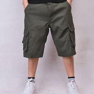 Mens Loose Fit Casual Mid Length Multi Pocket Pants Cargo Shorts