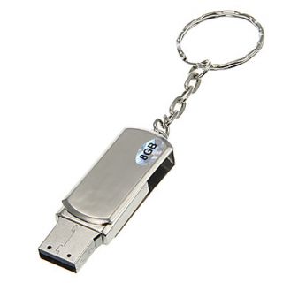 8G Metal Material Rotating with Keychain USB Flash Drive