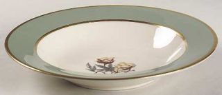 Flintridge Avalon Sage Green (Gold/Rim) Rim Soup Bowl, Fine China Dinnerware   S