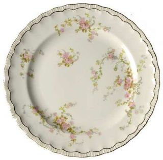 Pope Gosser Princess Dessert/Pie Plate, Fine China Dinnerware   Pink Rose Rim&Ce