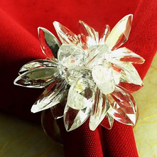 Crystal Lotus Wedding Napkin Ring Set Of 12, Acrylic Dia 4.5cm