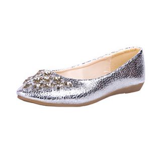Leatherette Womens Flat Heel Ballerina Flats Shoes with Rhinestone(More Colors)