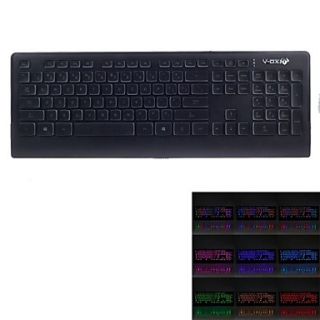 V 0X M8 USB Wired 104 Key Ultrathin Colorful Glare Gaming Keyboard