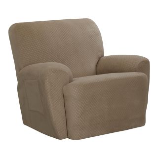 Stretch Dot 4 pc. Recliner Slipcover Set, Tan