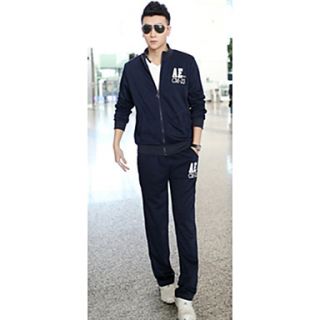 Mens Korean Letter Print Jacket Clothing Sets