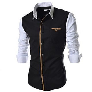 Mens Fashion Splicing Long Sleeve Casual Shirts