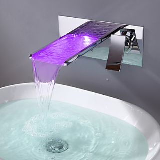 Color Changing LED Waterfall Bathroom Sink Faucet (Wall Mount)
