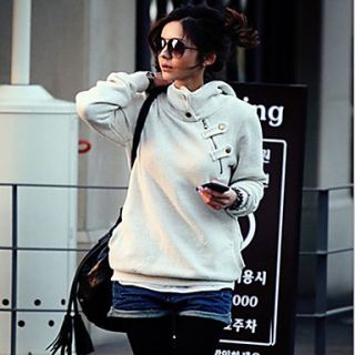 Womens Spring Causal Handsome Button Hoodie