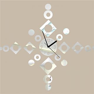 27.5H Modern Style Diamond Pattern Mirror Wall Clock