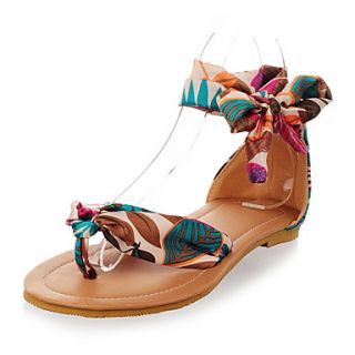 Satin Womens Flat Heel Comfort Sandals Shoes (More Colors)