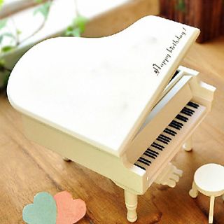White Wooden Piano Shaped Music Box for Birthday