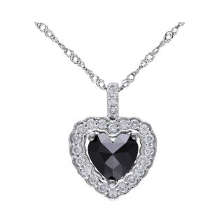 1 CT. T.W. Color Treated Black & Genuine White Diamond Heart Pendant, Womens
