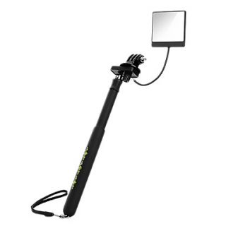 6 Fold Retractable Handheld Monopod with Strap and Mirror for Gopro Hero Camera Black