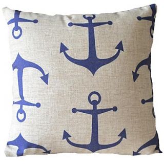 Blue Iron Anchor Stripe Decorative Pillow Cover