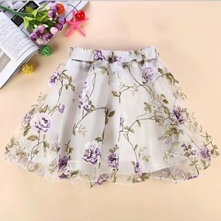 Womens Flower Print Transparent Mini Skirt