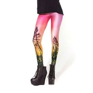 Elonbo Countryside Sunset Style Digital Painting High Women Free Size Waisted Stretchy Tight Leggings