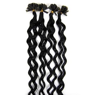 20Inch Remy Nail Keratin/U fusion Tipped Curly Fusion Hair Extensions More Dark Colors 100s/pake 0.5g/s