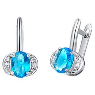Gorgeous Silver Plated With Cubic Zirconia Oval Womens Earrings(More Colors)